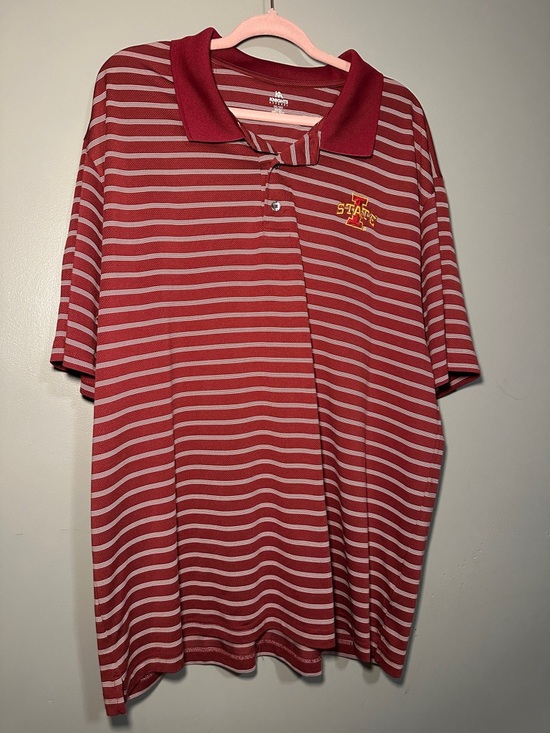 Knights Apparel Other - Iowa State Men's Striped Polo in Red Embroidered Logo